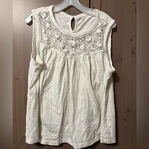 Lane Bryant White Crochet Yoke Tank Top